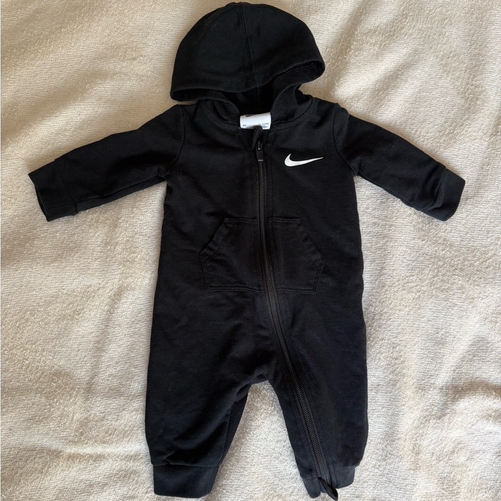 Nike Black Footies One Piece with Hood and Zipper
